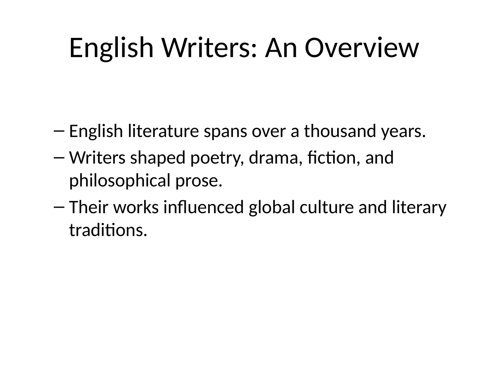 English Writers: An Overview