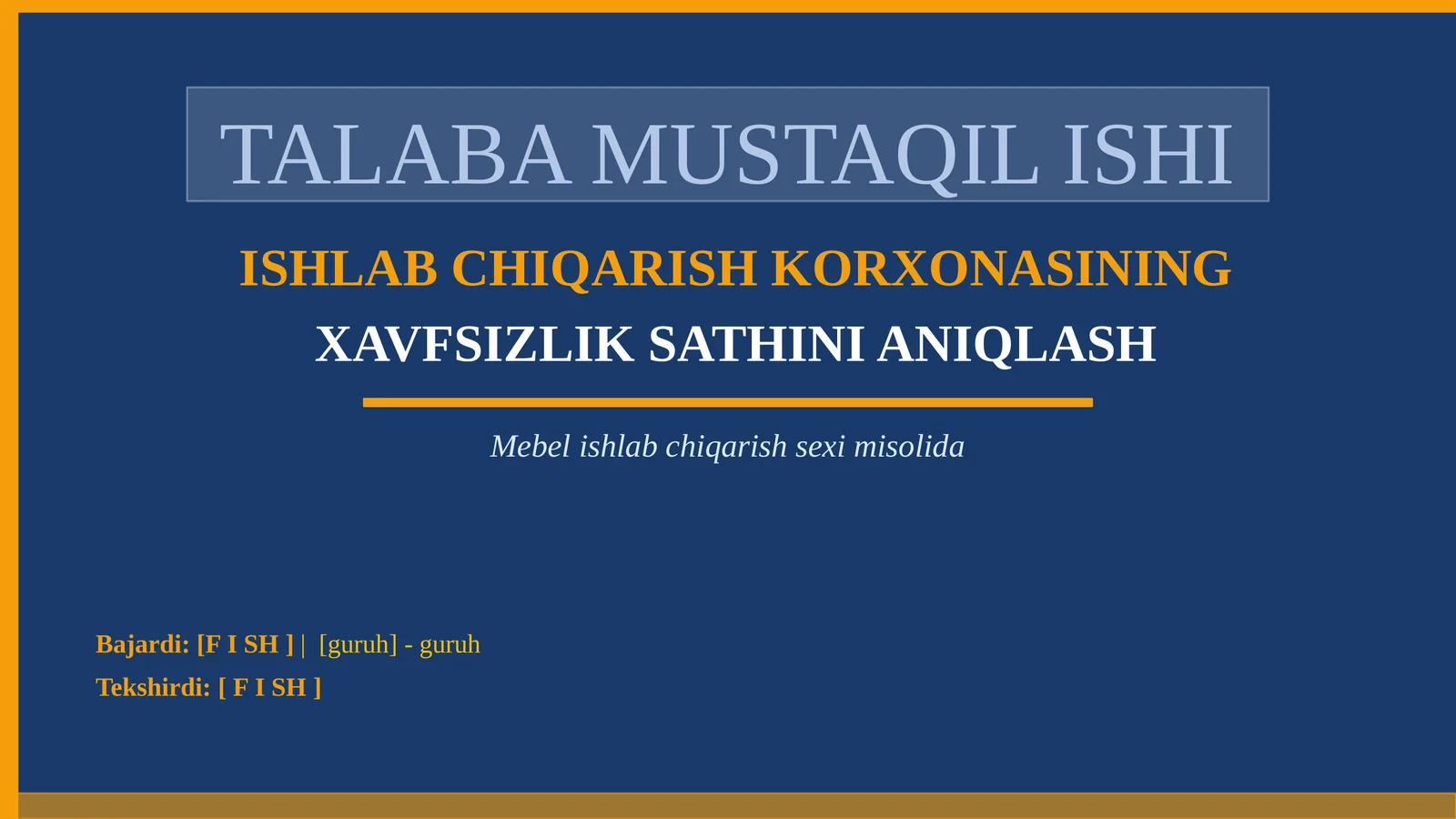 Xavfsizlik sathini aniqlash