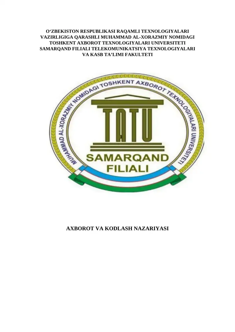 Mobil aloqa tizimlarida kodlash va siqish texnologiyasi