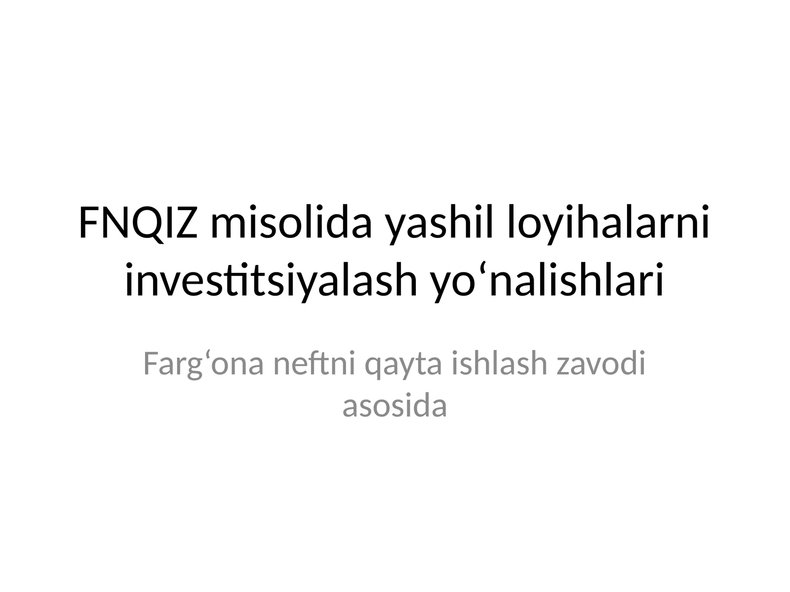 Yashil investitsiyalar korxona miqyosidayahi