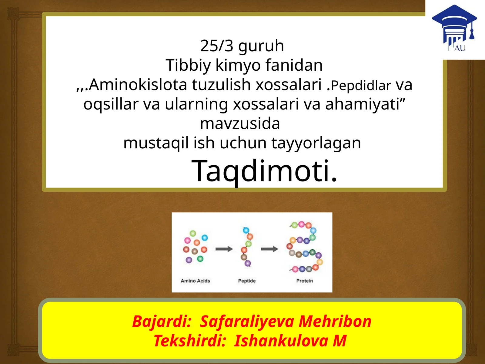 Aminokislotalar tuzilishi xossalari