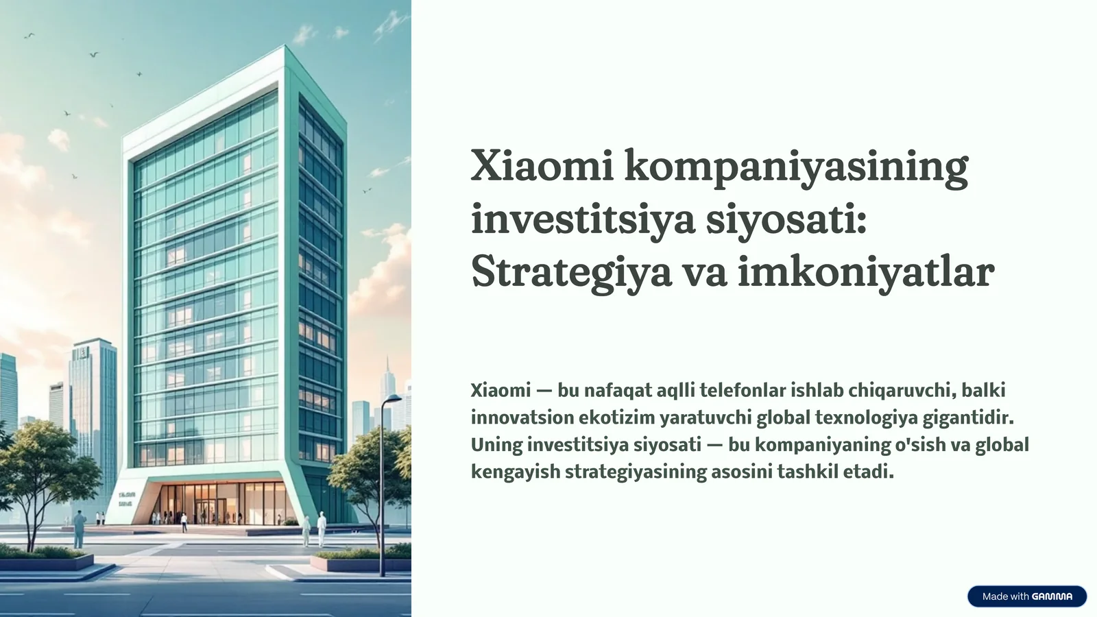 Xiaomi kompaniyasining investitsiya siyosati Strategiya va imkoniyatlar