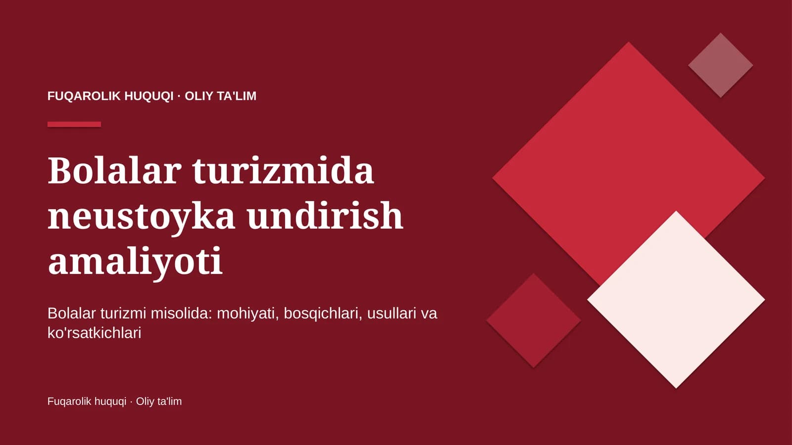 Bolalar turizmida neustoyka undirish amaliyoti