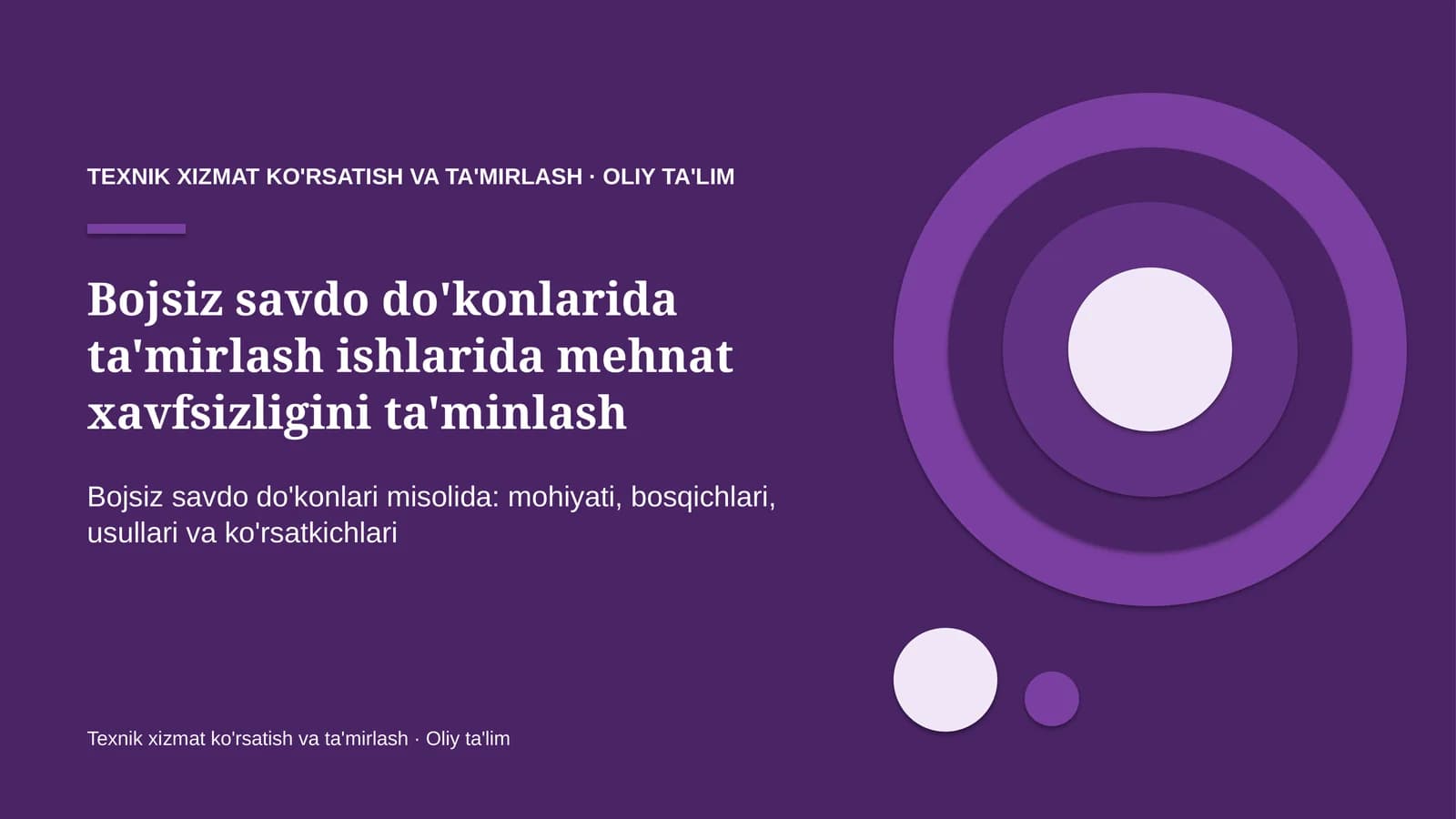 Texnik Xizmat Ko'rsatish va Ta'mirlash