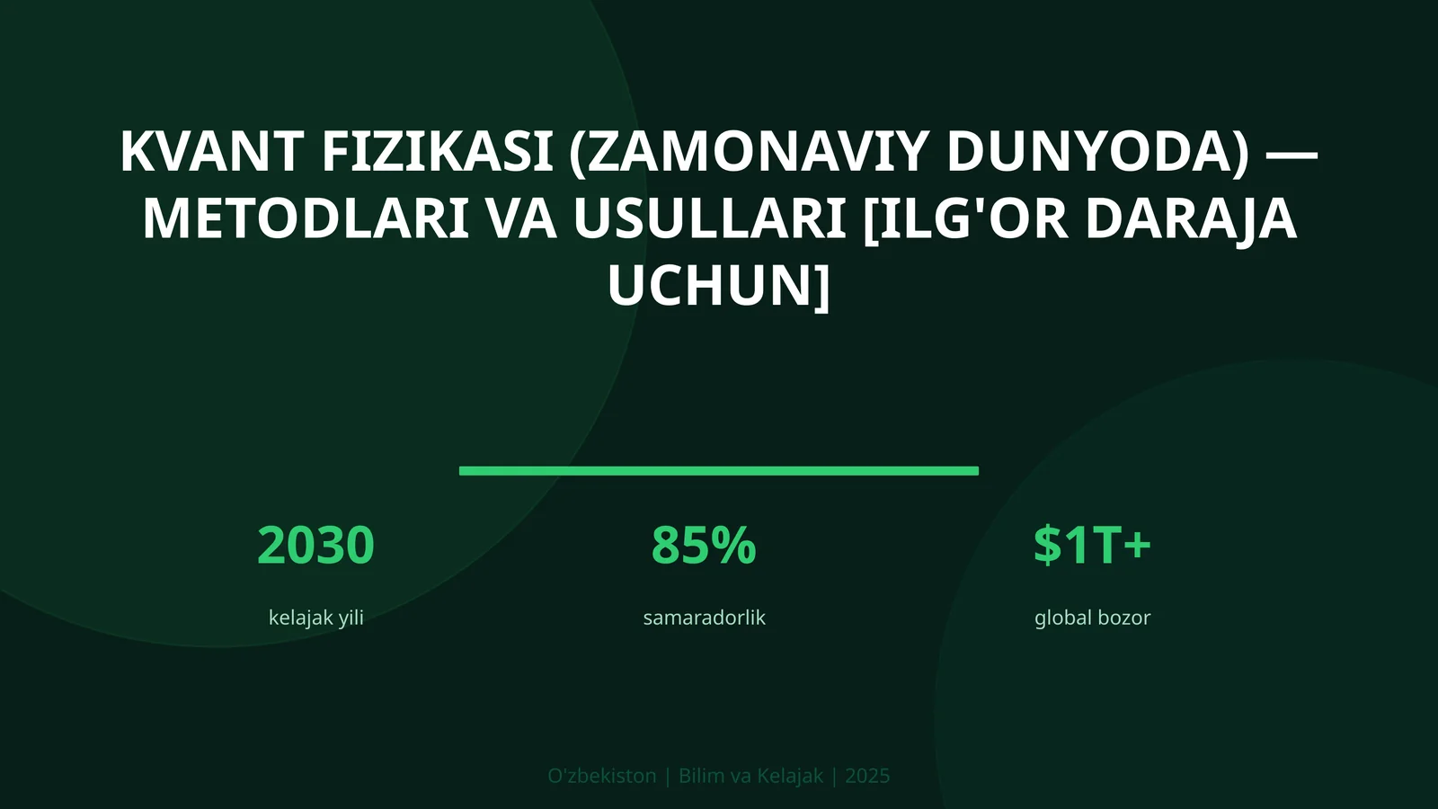Kvant fizikasi (zamonaviy dunyoda) — metodlari va usullari [ilg'or daraja uchun]