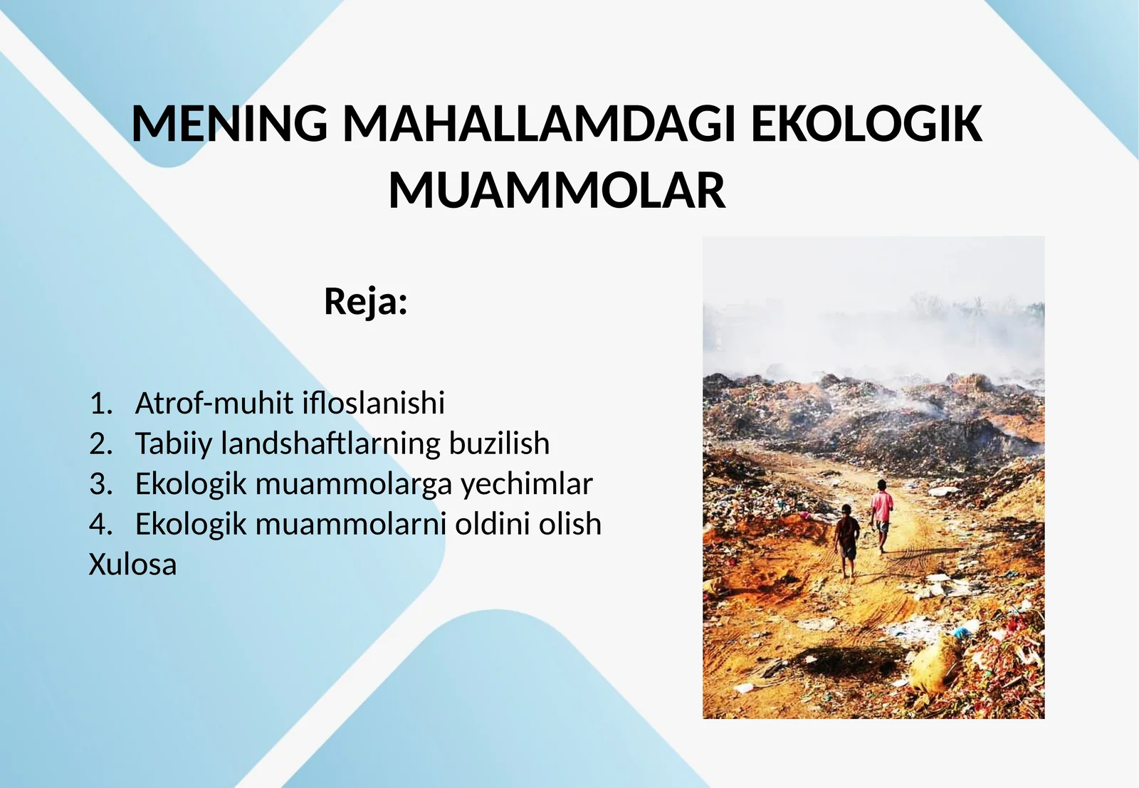 MENING MAHALLAMDAGI EKOLOGIK MUAMMOLAR