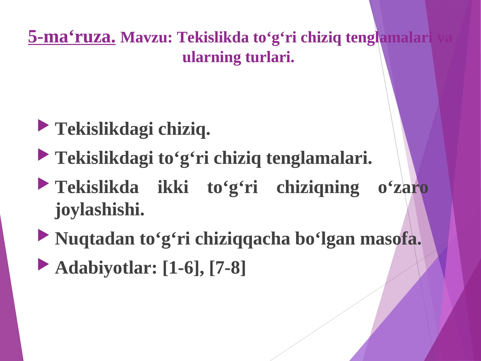 Tekislikdagi chiziq