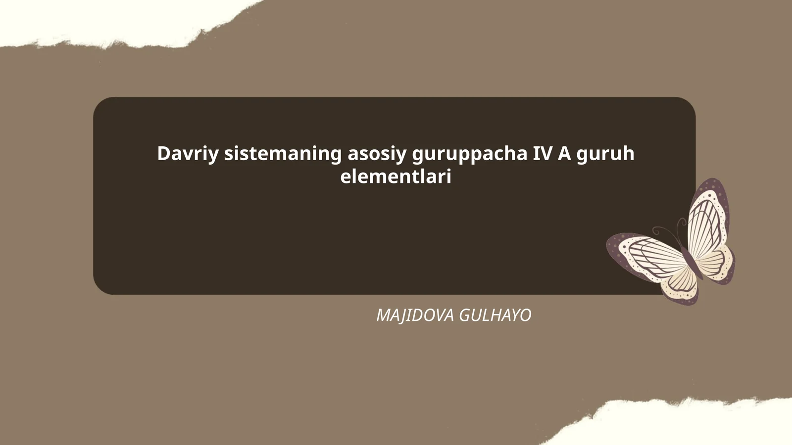 Davriy sistemaning asosiy guruppacha IV A guruh elementlari