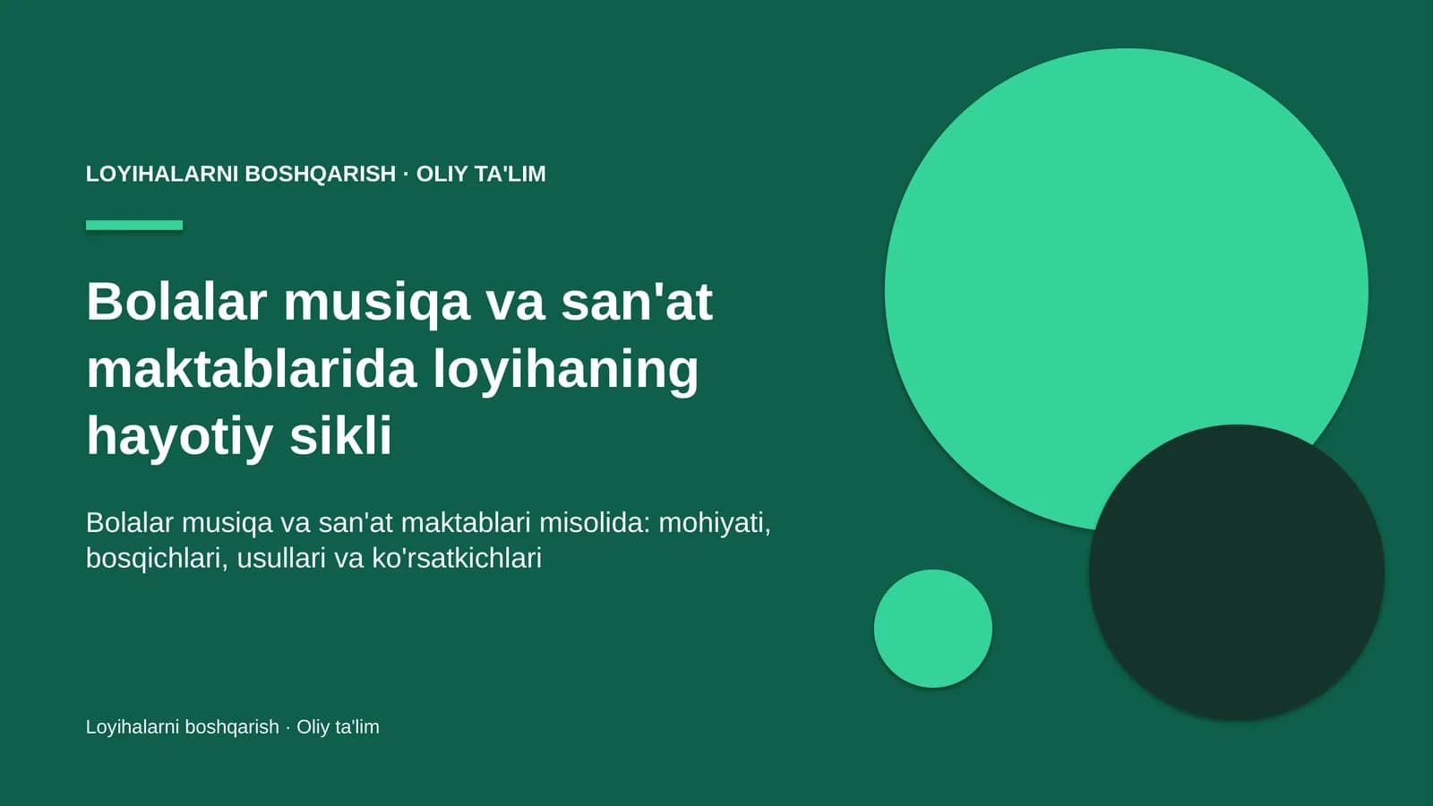 Loyihalarni boshqarish · Oliy ta'lim