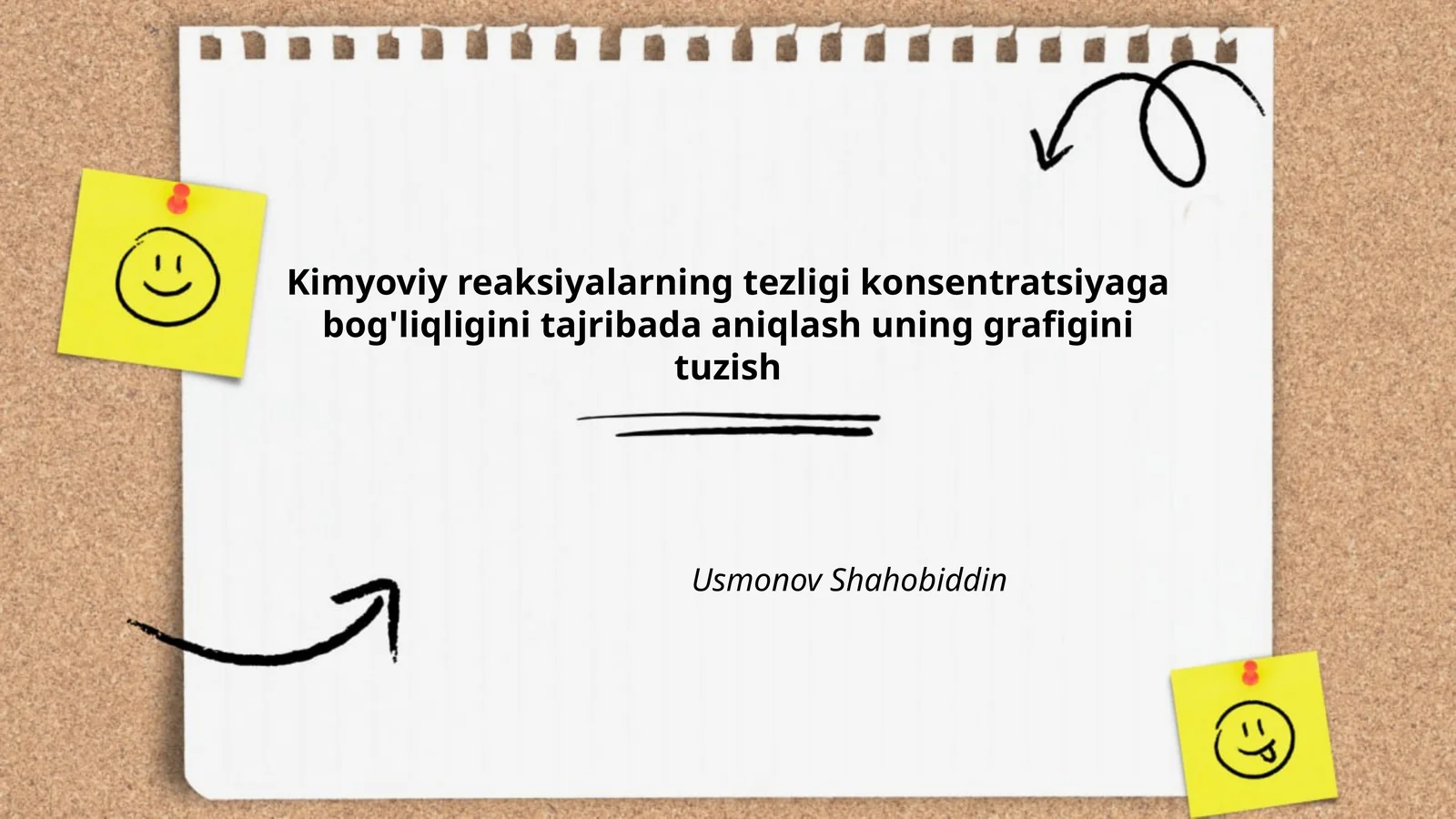 Kimyoviy reaksiyalarning tezligi konsentratsiyaga bog'liqligini tajribada aniqlash uning grafigini tuzish