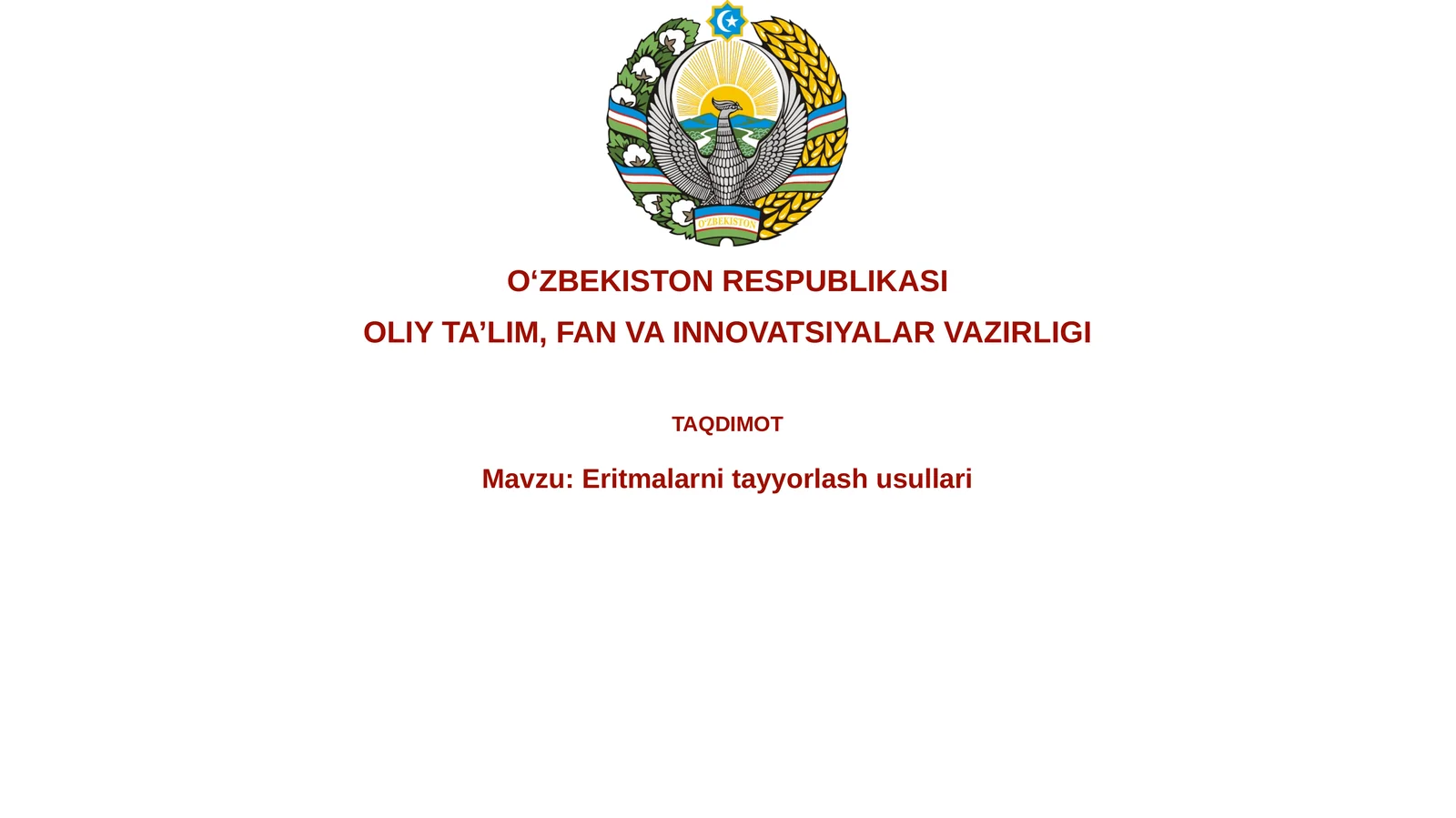 Eritmalarni tayyorlash usullari