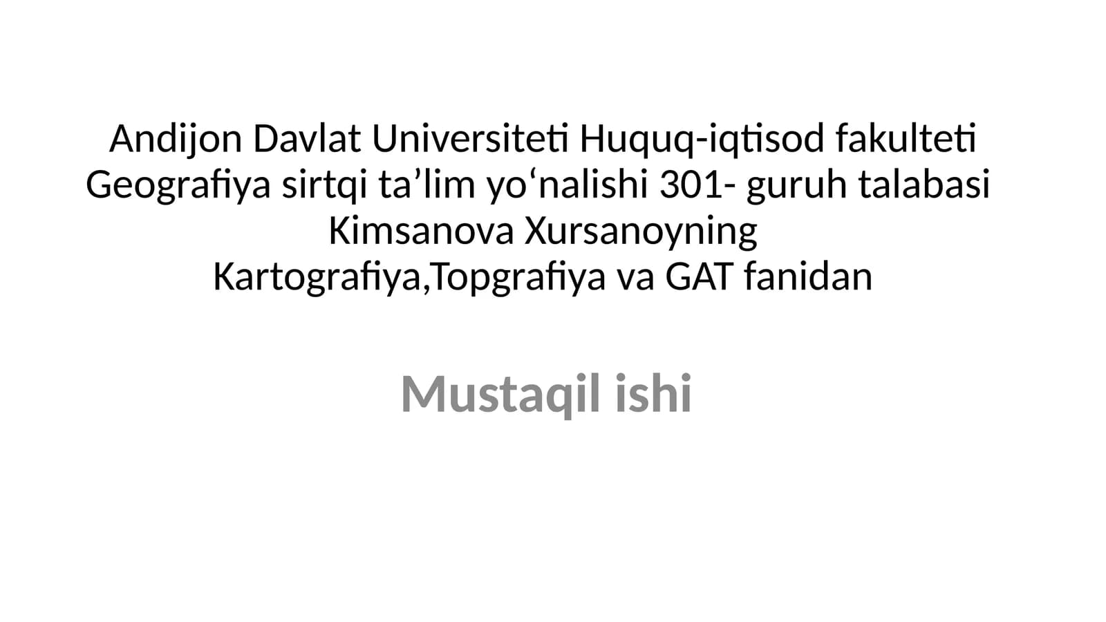 Kartografiya va Topgrafiya Dawriyasi