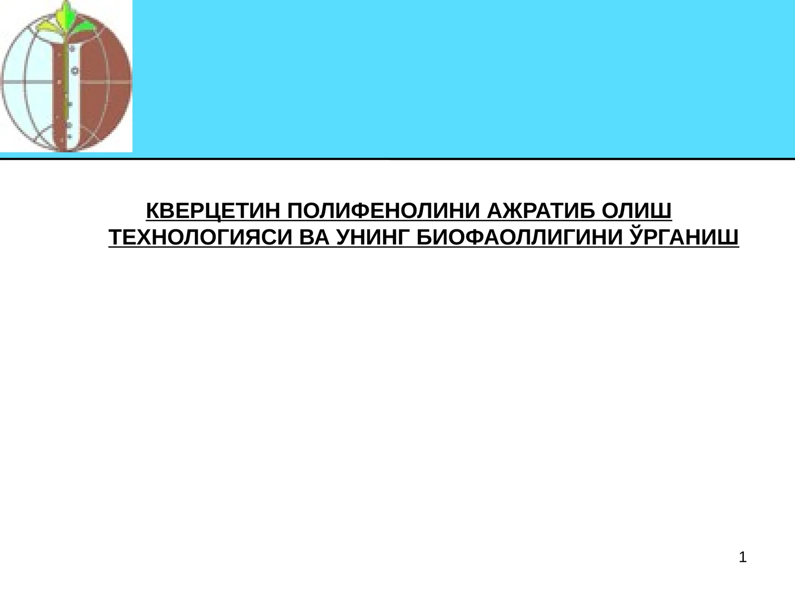 Кверцетин полифенолини ажратиб олиш технологияси ва унинг биофаоллигини ўрганиш