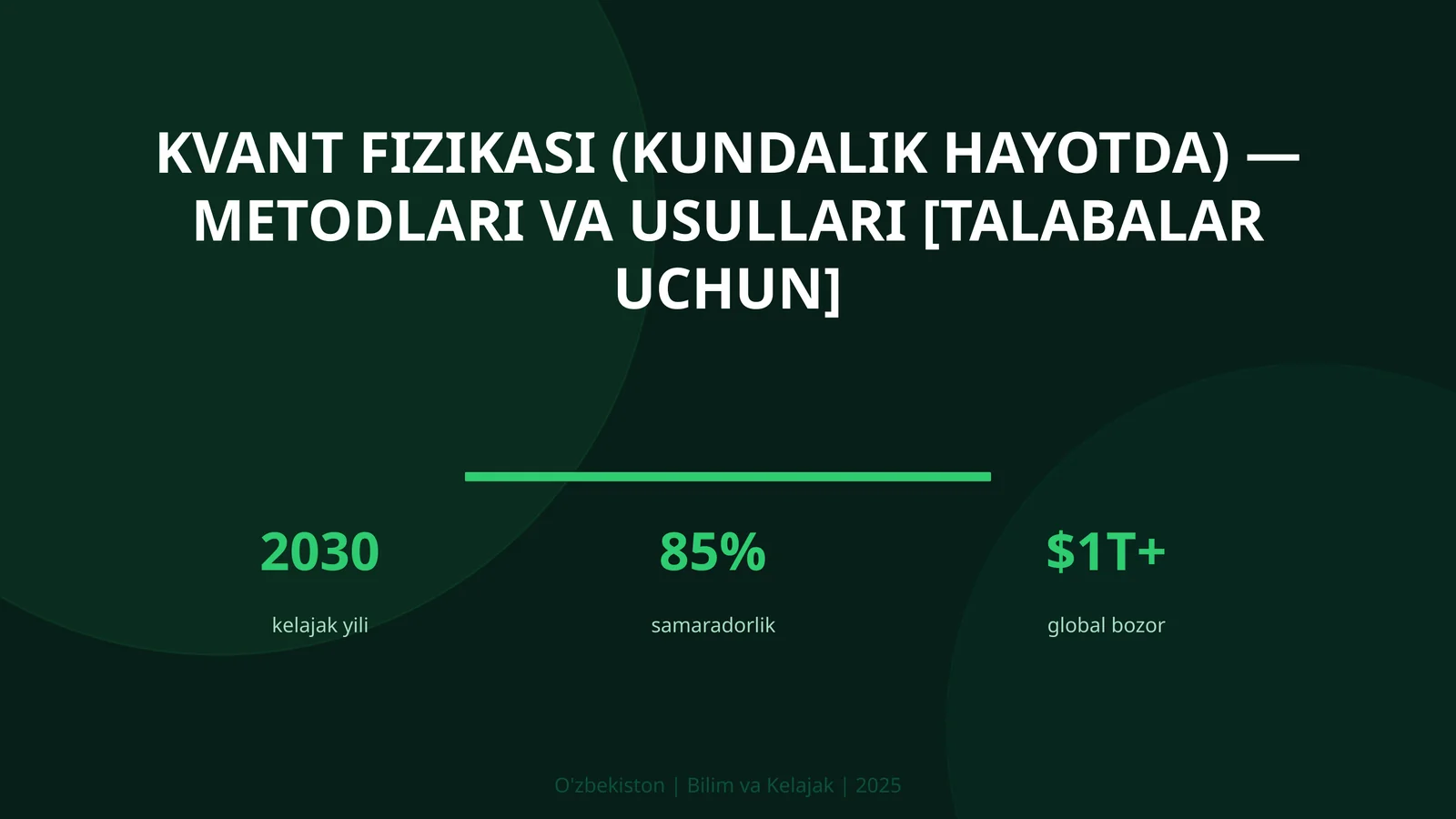 Kvant fizikasi (kundalik hayotda) — metodlari va usullari [talabalar uchun]