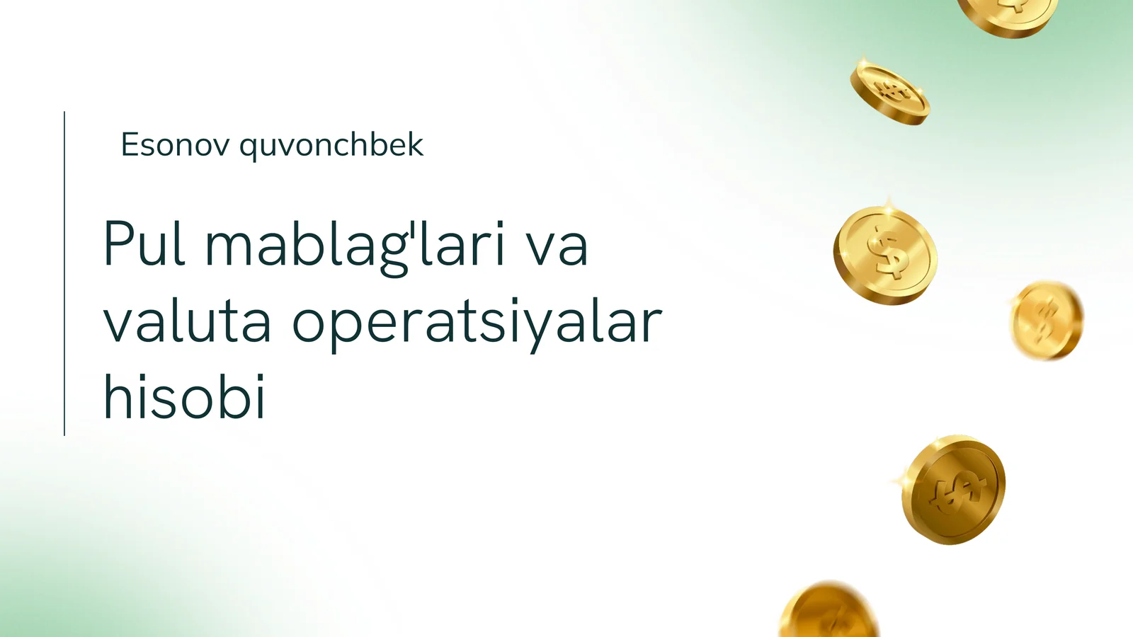 Pul mablag'lari va valuta operatsiyalar hisobi