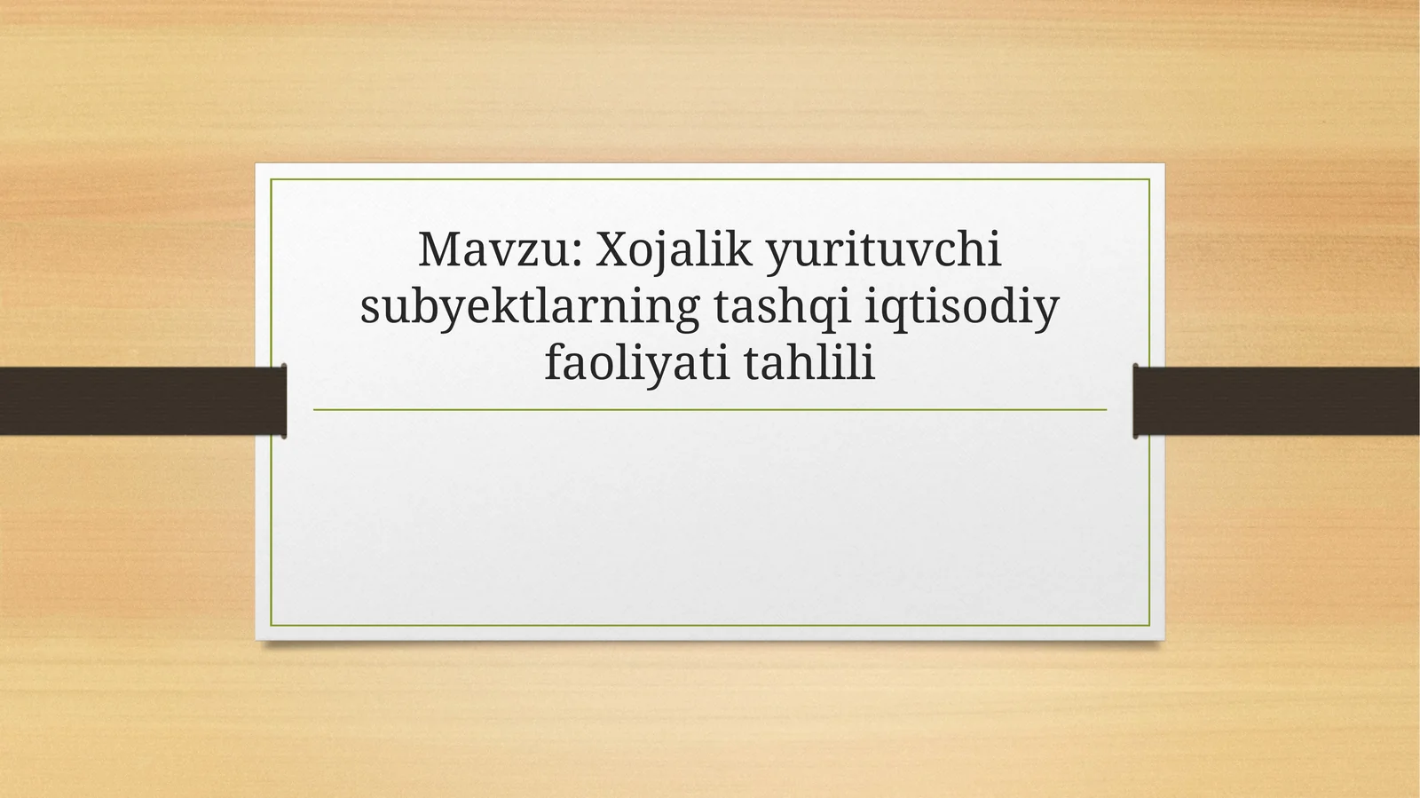 xo'jalik yurutuvchi subyektlarning tashqi iqtisodiy faoliyati tahlili