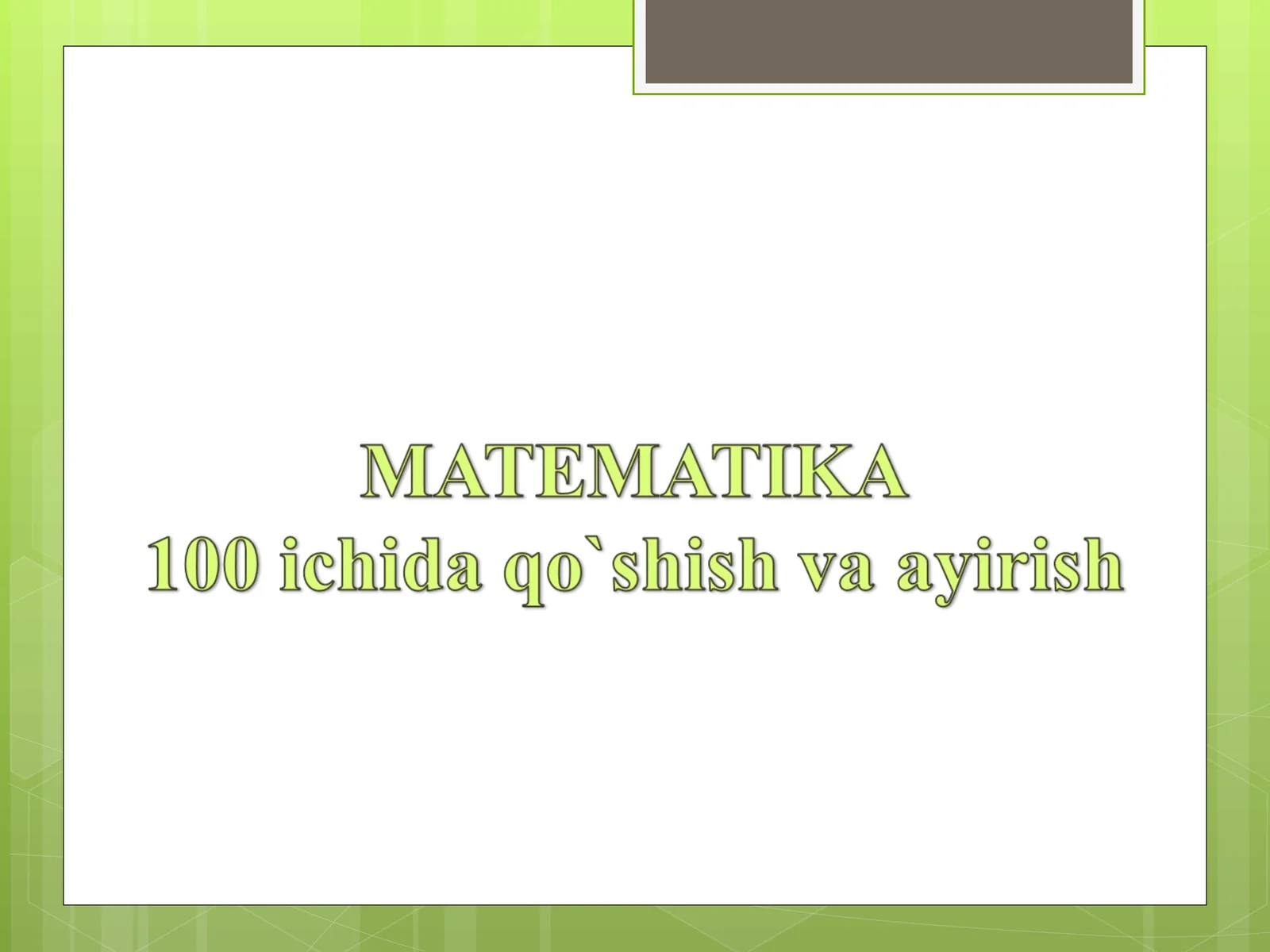 Sonlarni takrorlaymizmi?