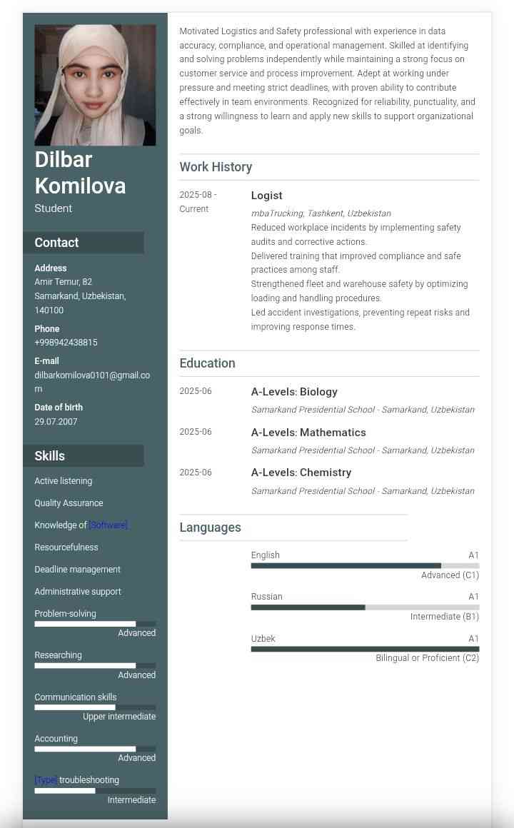 Sotuvchi Dilbar Komilova